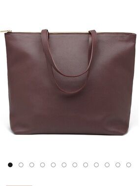 Cuyana Classic Leather Zipper Tote - Burgundy Leather